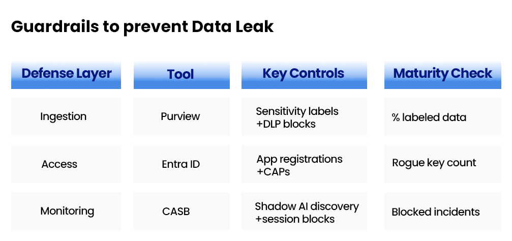 Guardrails to prevent Data Leak Table